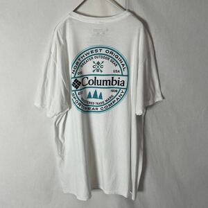 コロンビア　半袖プリントTシャツ　古着　Lサイズ　ホワイト　バックプリント