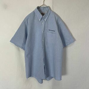 レッドキャップ　半袖ボタンダウン シャツ　オックスフォード　古着　17−SSサイズ　ライトブルー　刺繍ロゴ