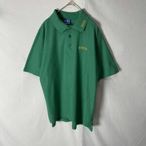 チャンピオン　ヴィンテージ 半袖ポロシャツ　古着　Lサイズ　アメリカ製　グリーン　刺繍ロゴ