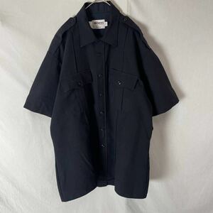 elbeco 半袖オフィサーシャツ　古着　17 ダークネイビー　ヴィンテージ WORK WEAR