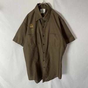 TWINHILL 半袖ワークシャツ 古着　XLサイズ　ブラウン　ヴィンテージ WORK WEAR