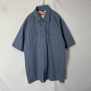 wrangler 半袖ワークシャツ　古着　Mサイズ　燻んだ青