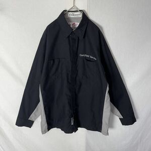 レッドキャップ　長袖ワークシャツ 古着　Lサイズ　ブラック　ヴィンテージ WORK WEAR