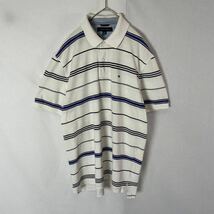 TOMMY HILFIGER 半袖ポロシャツ　古着　Lサイズ　ボーダー　古着　ホワイト_画像1