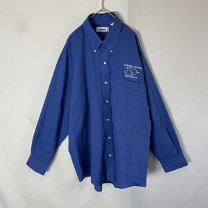 CINTAS 長袖ワークシャツ ボタンダウン 古着　171/2サイズ　ブルー　ヴィンテージ WORKWEAR 刺繍ロゴ