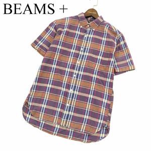 BEAMS + ビームス プラス 春夏 インド綿★ 半袖 マドラス チェック シャツ Sz.M　メンズ 日本製　A3T09148_7#A