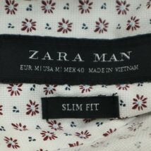 ZARA MAN ザラ マン 通年 SLIM FIT 花 フラワー総柄★ 長袖 シャツ Sz.M　メンズ 白　A3T09104_7#C_画像5