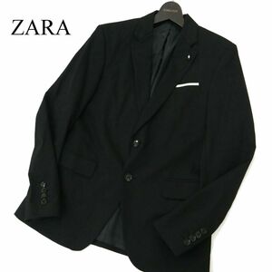 ZARA ザラ マン 通年 総裏 現行タグ★ レーヨン混 クール コンフォート アンコン テーラード ジャケット Sz.46　メンズ 黒　A3T09234_8#O