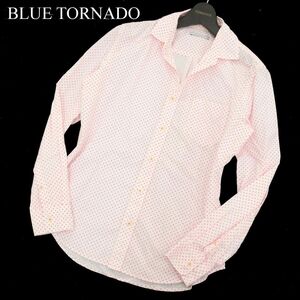 BLUE TORNADO トルネードマート 通年 ドット★ 総柄 長袖 スリム シャツ Sz.L　メンズ 白 日本製　A3T09328_8#C