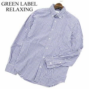 GREEN LABEL RELAXING ユナイテッドアローズ 通年 KT SUPIMA BR★ 長袖 ギンガム チェック BD シャツ Sz.M　メンズ ネイビー　A3T09340_8#C