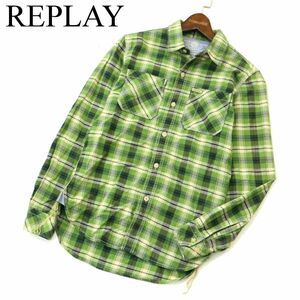 REPLAY リプレイ 通年 長袖 ワーク★ チェック シャツ Sz.XS　メンズ　A3T09523_8#C