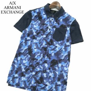 A|X ARMANI EXCHANGE アルマーニ エクスチェンジ 春夏 切替デザイン★ 半袖 ボタンダウン ポロシャツ Sz.XS　メンズ　A3T05072_5#D