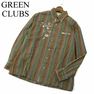 GREEN CLUBS グリーンクラブ × ワーナーブラザーズ バックスバニー刺繍★ 長袖 ストライプ シャツ Sz.4　メンズ 大きい　A3T09548_8#C