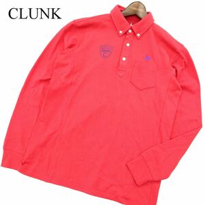 CLUNK クランク 通年 ロゴ刺繍 ストレッチ★ 長袖 ボタンダウン ポロシャツ Sz.M　メンズ ゴルフ　A3T09492_8#C