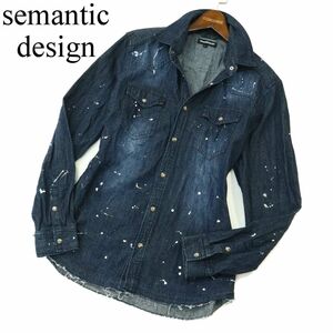 semantic design セマンティック デザイン 通年 USED&ペイント加工★ 長袖 デニム ウエスタン シャツ Sz.L　メンズ　A3T09630_8#C