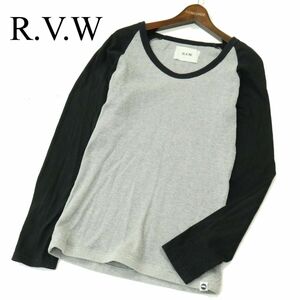 R.V.W ripvanwinkle リップヴァンウィンクル ワッフル切替 長袖 サーマル ラグラン カットソー Tシャツ Sz.4　メンズ 日本製　A3T09624_8#F