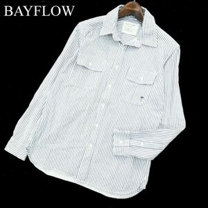 BAYFLOW ベイフロー 通年 パームツリー刺繍★ ストライプ 長袖 ワーク シャツ Sz.2　メンズ　A3T09741_8#C