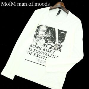 MofM man of moods マンオブムーズ 通年 プリント★ 長袖 カットソー ロンTシャツ Sz.2　メンズ 白 日本製　A3T09731_8#F