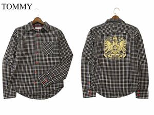 TOMMY トミー ヒルフィガー 通年 バック刺繍★ 長袖 チェック シャツ Sz.M　メンズ 日本製　A3T09286_8#C