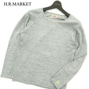 H.R.MARKET ハリウッドランチマーケット 長袖 ストレッチ H刺繍★ カットソー ロンTシャツ Sz.2　メンズ グレー ハリラン　A3T09401_8#F