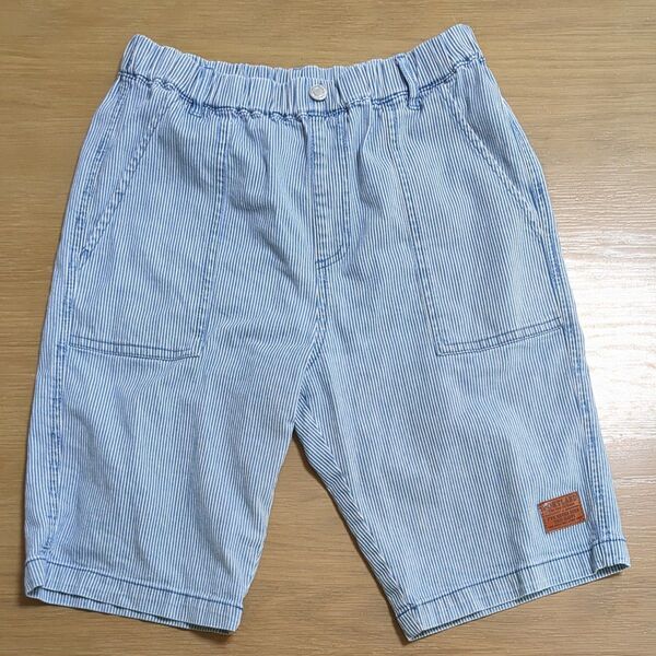 ハーフパンツ 160 ストライプ ブルー系
