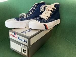 ★ Неиспользуемые винтажные Pro-Keds Royal Hi Canvas Contiekers 5 1/2 Колумбия военно-морской флот Roy