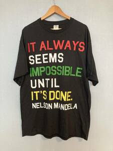 ★美品 NELSON MANDELA ネルソンマンデラ メッセージ Tシャツ XL 南アフリカ 指導者 格言 名言 人物 政治家 黒人解放運動 