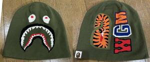 ＊A BATHING APE アベイシングエイプ SHARK WGM ニット帽 ニットキャップ　　　BJBC.H