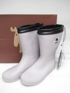  unused goods mozmoz with a hood rain boots 24cm light gray MZ-8316 boots lady's non-standard-sized mail nationwide equal 1040 jpy J2-c