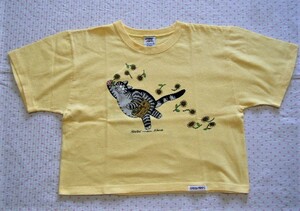 クレイジーシャツ　crazy shirts　HAWAII　B.KLIBAN　ショート丈プリントTシャツ　黄色　サイズ US M　両面:クリバンキャットプリント入り