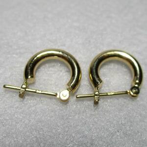 人気【新品】18金/k18/イエローゴールド/フープピアス/2mm×10mm