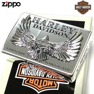 ZIPPO ハーレー ダビッドソン イーグルメタル 鷹 シルバー 彫刻 銀 かっこいい ジッポライター 渋い 銀 おしゃれ シンプル メンズ