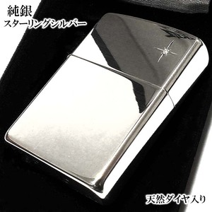 ZIPPO 純銀 スターリングシルバー 天然ダイヤモンド ジッポ ライター 天然石 ミラー仕上げ かっこいい 鏡面 メンズ 銀無垢 シンプル ギフト