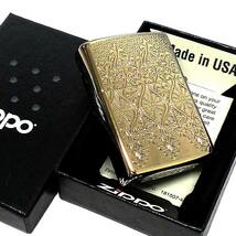 ZIPPO ヨーロピアン レース ジッポ ライター ゴールド 両面加工 エッチング彫刻 中世模様 チタン加工 両面別柄 金 高級 おしゃれ_画像6