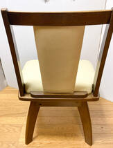 ニトリ　椅子 回転式ダイニングチェア DC RICK IN DBR 天然木×合成皮革 木製　ホワイト ブラウン インテリア アンティーク【812.6】_画像2