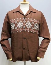 The Groovin High (グルービンハイ) 1940s Town Craft Style Rayon Shirts “Snow Pattern” / レーヨンシャツ 未使用品 ブラウン size S_画像1