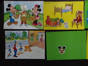 USED レトロ かわいい！80’S Vintage ビンテージ Disney Activity Card Set アクティヴィティカードセット 11枚 ステッカー2枚
