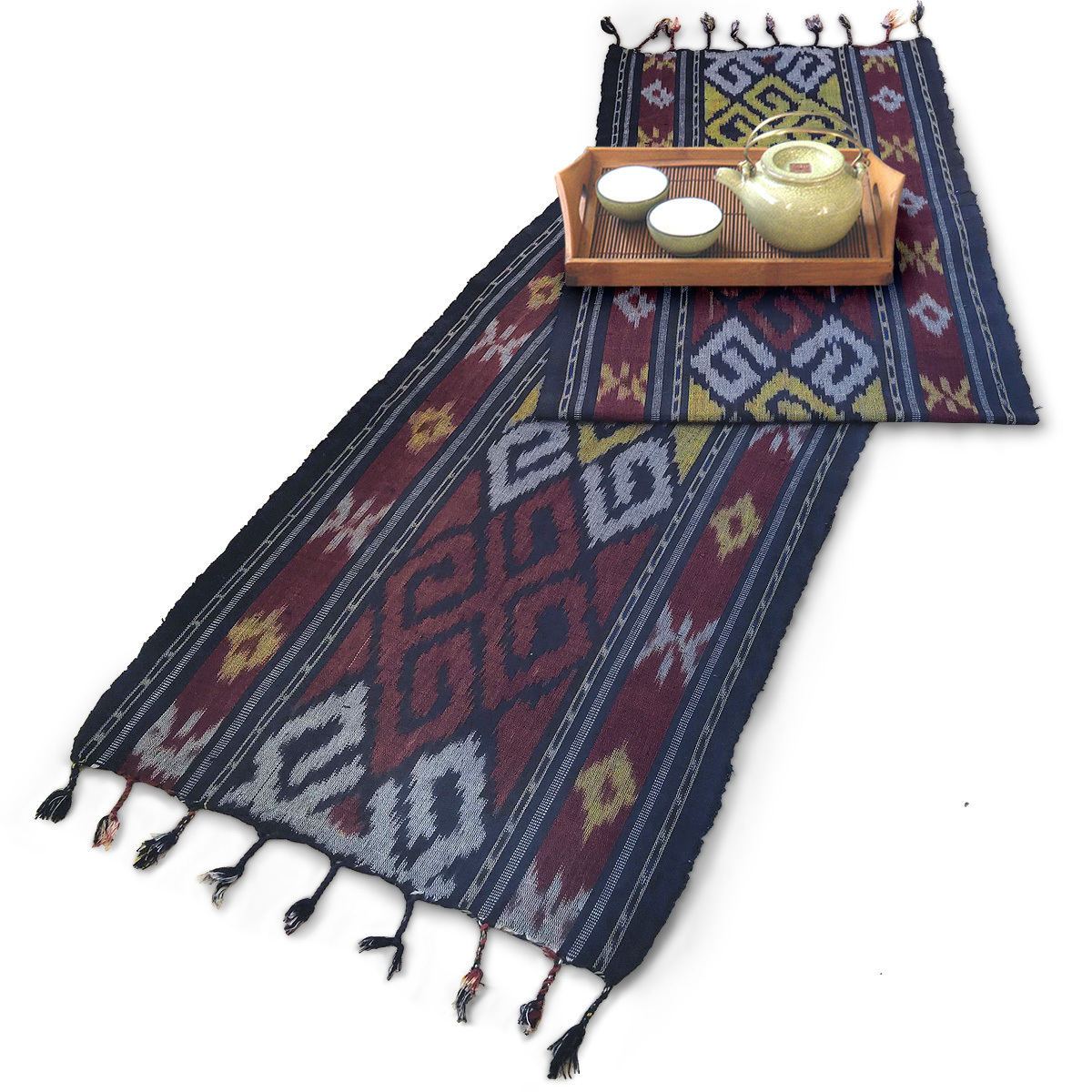 Ikat Long (G) Tapiz Camino de mesa Centro de mesa Kasuri Decoración tejida a mano Colgante de pared 175 cm Cambio de imagen, tapiz, colgar en la pared, tapiz, ikat