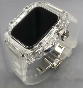 zc silver clear clear * Apple watch band rubber belt cover Apple Watch clear case 44mm 45mm