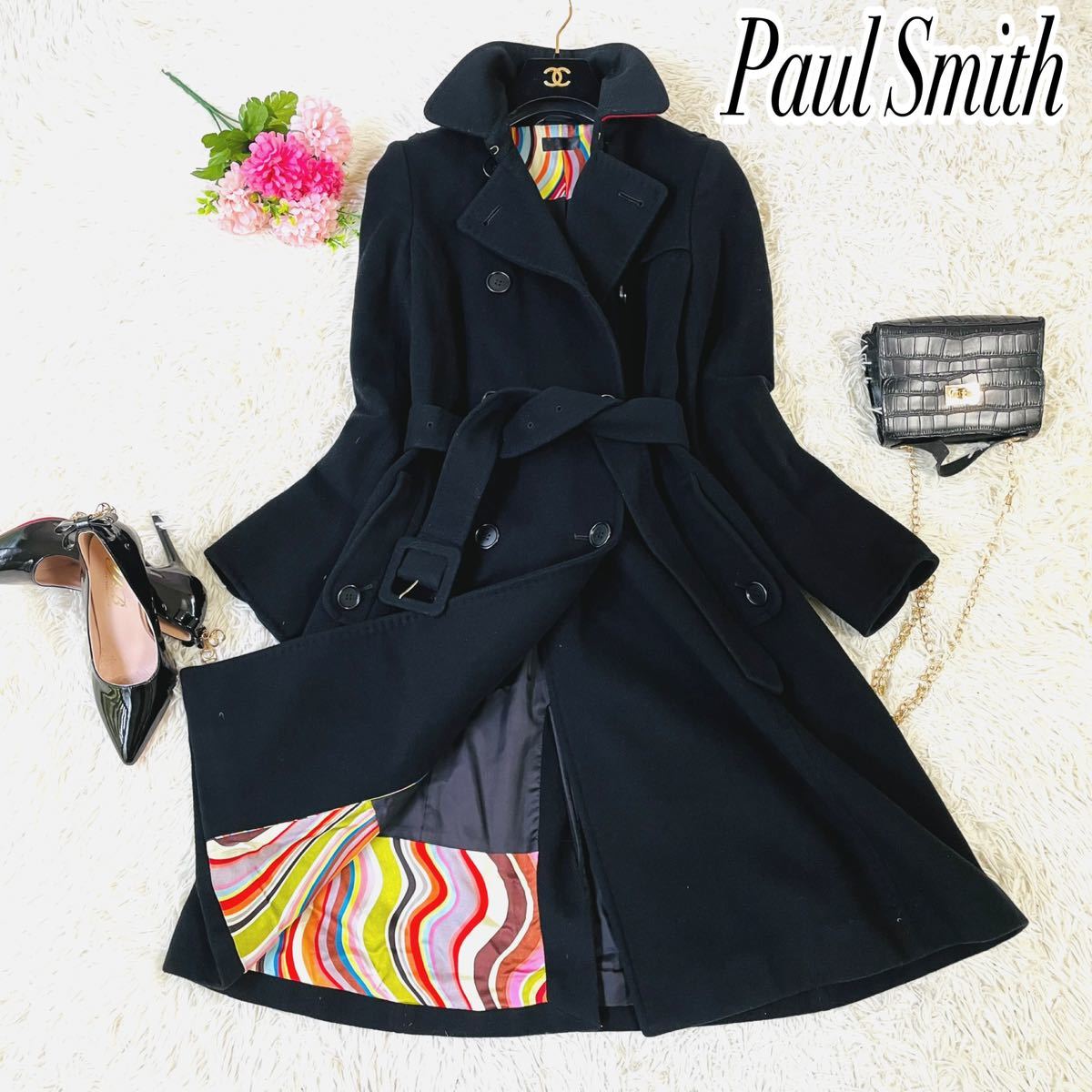 希少】Paul Smith BLACK トレンチコート 背面絵柄 ロング L Yahoo