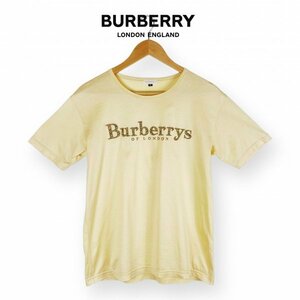 ★レア・ヴィンテージ★ BURBERRY バーバリー ノヴァチェック 刺繍 ロゴ入り コットン トップス カットソー Tシャツ Mサイズ 半袖 イエロー