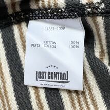 極美品 試着のみ LOST CONTROL SS OPEN CUT&SAWN / BORDER OLIVE×MOSS ロストコントロール ボーダー天竺ノーカラーシャツ 1 カットソー_画像9