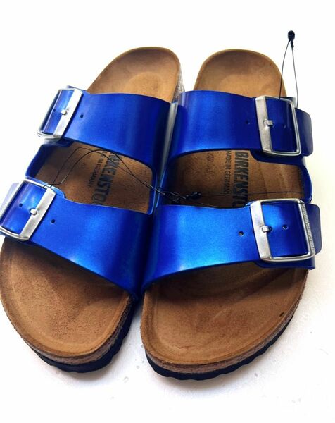 新品 ビルケンシュトック レアカラー パテントブルー 38 24.5 BIRKENSTOCK アリゾナ