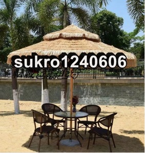  garden parasol straw round shape Hawaiian umbrella sun shade sunscreen 250*270cm UV50+ water-repellent 