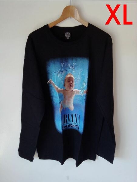 NIRVANA ニルヴァーナ NEVERMIND ジャケ ロンＴ バンドTシャツ(XL)ウ34