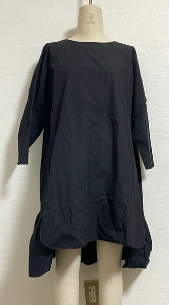 CREA ひざ丈 ワンピース ブラック系 韓流 大きめMサイズ 七分袖
