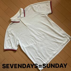 SEVENDAYS=SUNDAY セブンデイズサンデイ　 ポロシャツ　ドット柄　ホワイト　メンズ　Ｌサイズ 