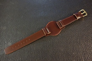 ◆台座付VINTAGE BELT◆高品質国産アニリン染めコードバン BURGUNDY Custom Order(台座サイズ/バックルカラー) 22mm 受注生産 腕時計ベルト