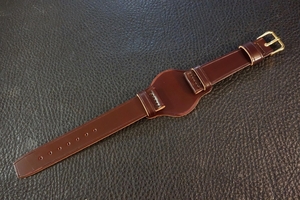 ◆台座付VINTAGE BELT◆高品質国産コードバン BURGUNDY カスタムオーダー(台座サイズ/バックルカラー) 18mm 受注生産 腕時計ベルト