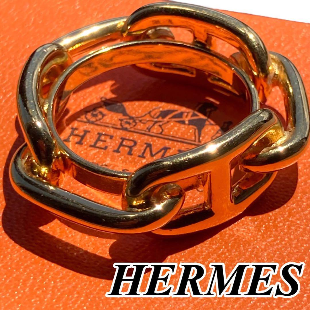 HERMES エルメス】スカーフリング シェーヌダンクル ゴールGP 7.25-